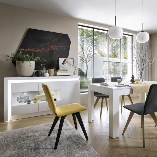 Rydal Large Extending Dining Table | White and High Gloss | Self Assembly