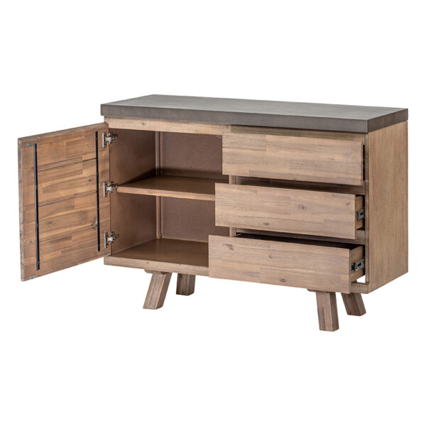 Brixton Small Sideboard With 1 Door 3 Drawers Grey