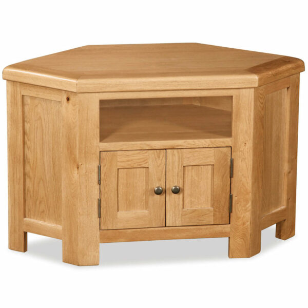 Salisbury Rustic Oak Corner TV Cabinet | Wax Finish | Fully Assembled