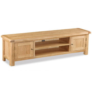 Salisbury Rustic Oak Large Low Line TV Unit | Wax Finish | Assembled