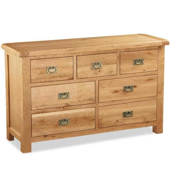 Salisbury Rustic Oak 3 Over 4 Chest of Drawers | Wax Finish | Fully Assembled
