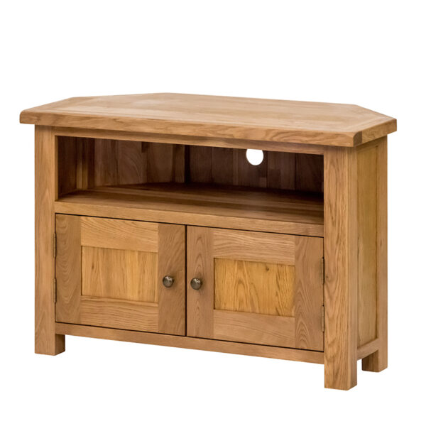 Nottingham Oak Corner TV Unit With Doors