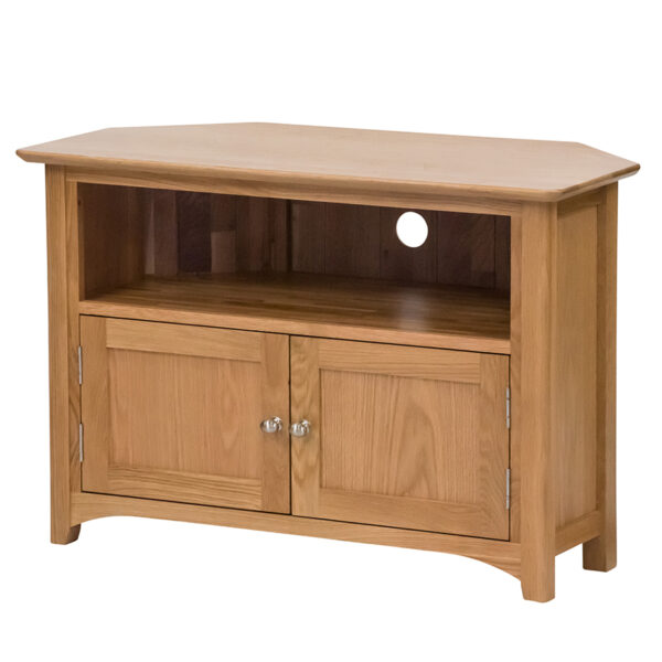 Wellington Oak Corner TV Unit With Doors