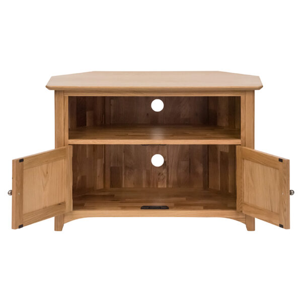 Wellington Oak Corner TV Unit With Doors