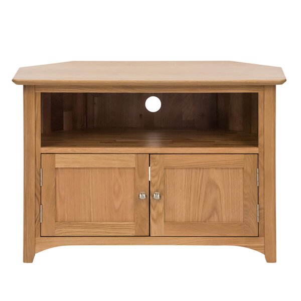 Wellington Oak Corner TV Unit With Doors
