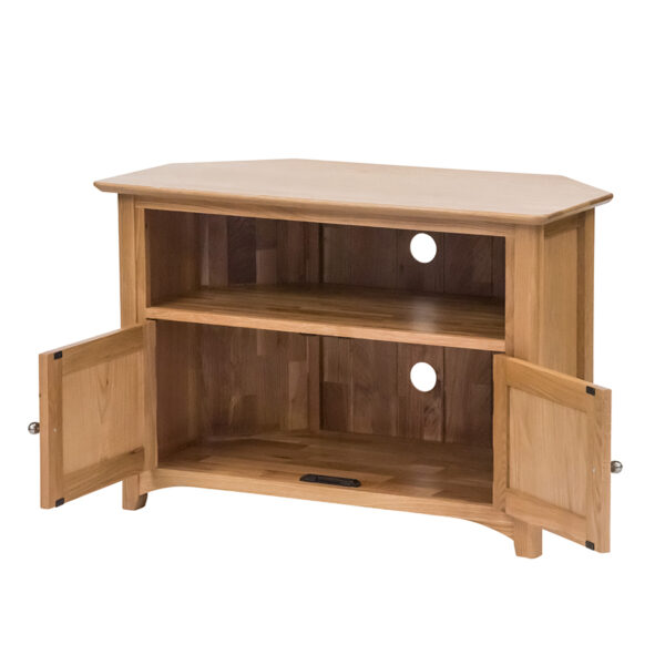 Wellington Oak Corner TV Unit With Doors