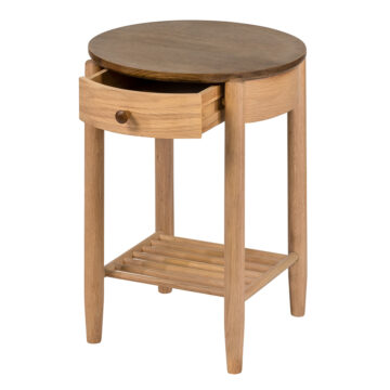 Utah Oak 1 Drawer Round Night Stand