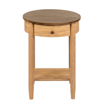 Utah Oak 1 Drawer Round Night Stand