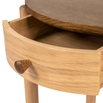 Utah Oak 1 Drawer Round Night Stand