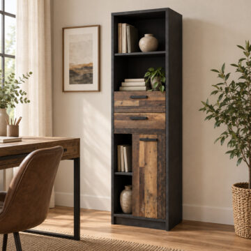 Ingles Dark Grey Bookcase | Walnut Finish