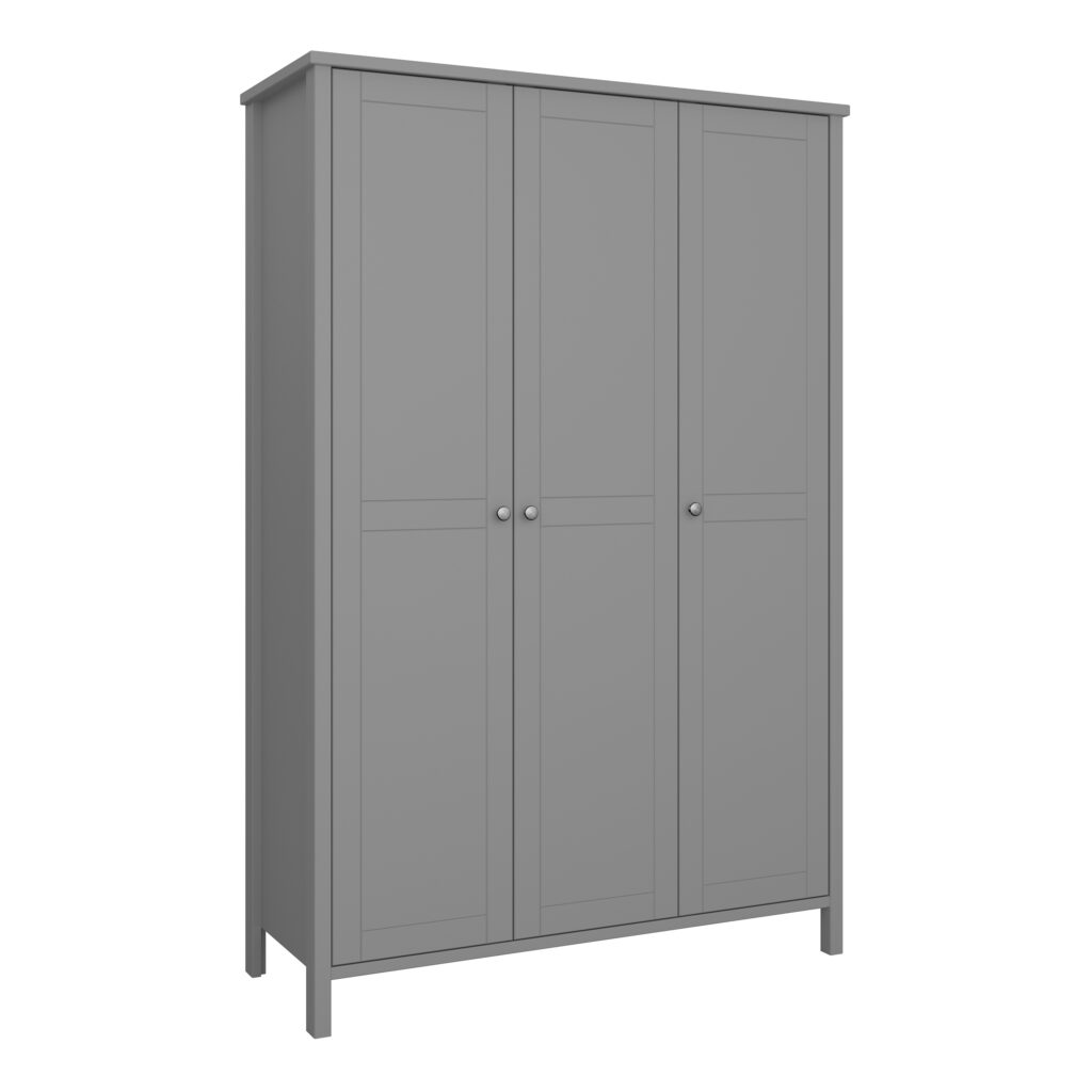 Scandi 3 Door Wardrobe Grey Self Assembly Oak World