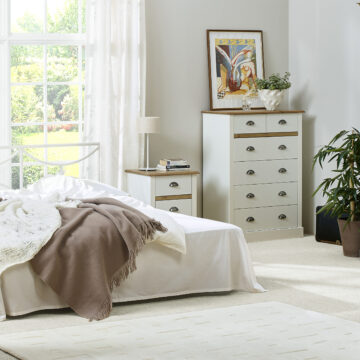Thornham Bedside | White & Pine | Self Assembly