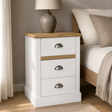 Thornham Bedside | White & Pine | Self Assembly