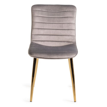 Rothko Pair of Grey Velvet Fabric Dining Chairs | Matt Gold Plated Legs