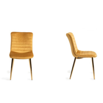 Yellow Rothko Pair of Mustard Velvet Fabric Chairs | Matt Gold Plated Legs