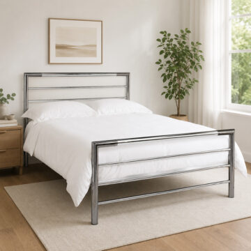 Tameside Shiny Nickel & Black Nickel Bedstead | King