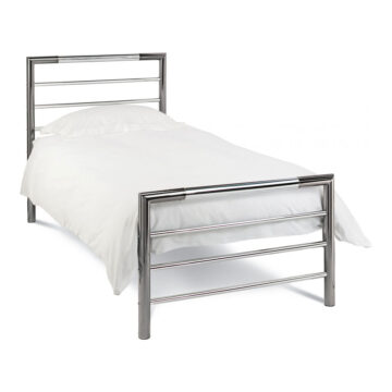 Tameside Shiny Nickel & Black Nickel Bedstead 3′ Single