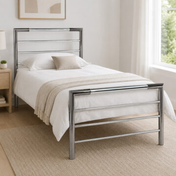 Tameside Shiny Nickel & Black Nickel Bedstead | Single