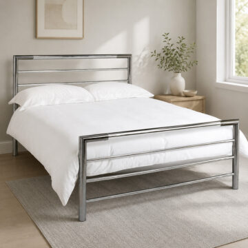 Tameside Shiny Nickel & Black Nickel Bedstead | Small Double
