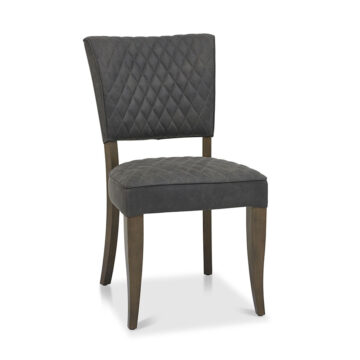 Watford Fumed Oak Pair of Upholstered Chairs | Dark Grey Fabric