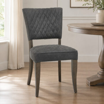 Watford Fumed Oak Pair of Upholstered Chairs | Dark Grey Fabric
