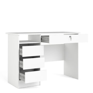 Ajax White 4 Drawer Desk | Handle Free Drawer