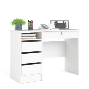 Ajax White 4 Drawer Desk | Handle Free Drawer