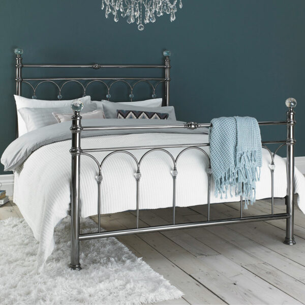 Natalia Antique Nickel Bedstead | Double