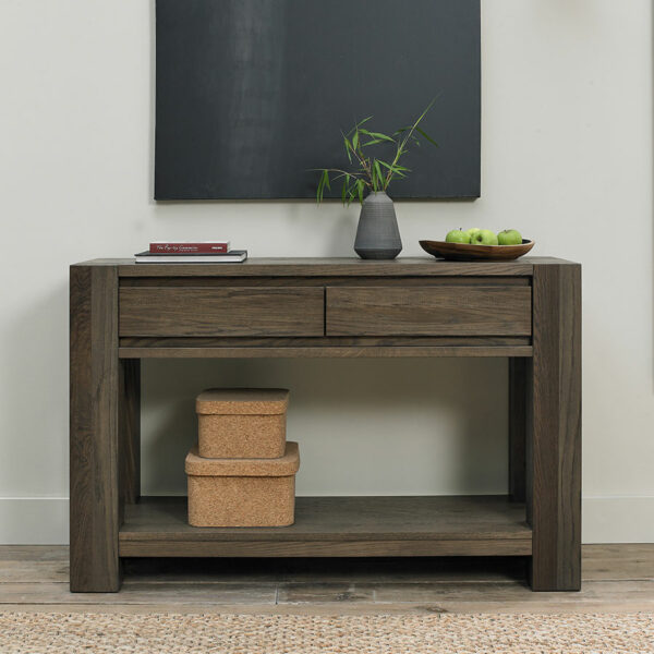 Watford Fumed Oak Console Table Oak World