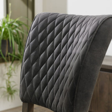 Watford Fumed Oak Pair of Upholstered Chairs | Dark Grey Fabric