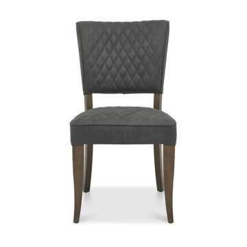Watford Fumed Oak Pair of Upholstered Chairs | Dark Grey Fabric