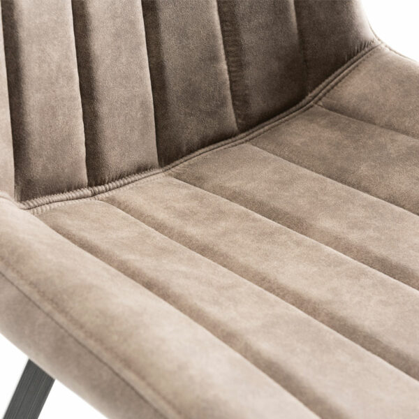 Fontana Pair of Tan Faux Suede Fabric Chairs with Grey Hand Brushing on Black Powder Coated Legs | Clearance