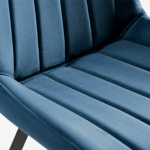 Fontana Pair of Blue Velvet Fabric Chairs with Grey Hand Brushing on Black Powder Coated Legs