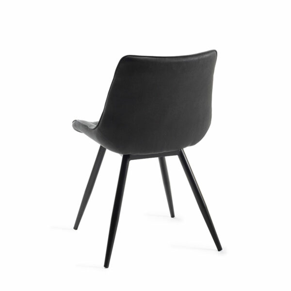 Seurat Pair of Dark Grey Faux Suede Fabric Chairs with Sand Black Powder Coated Legs