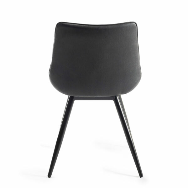 Seurat Pair of Dark Grey Faux Suede Fabric Chairs with Sand Black Powder Coated Legs