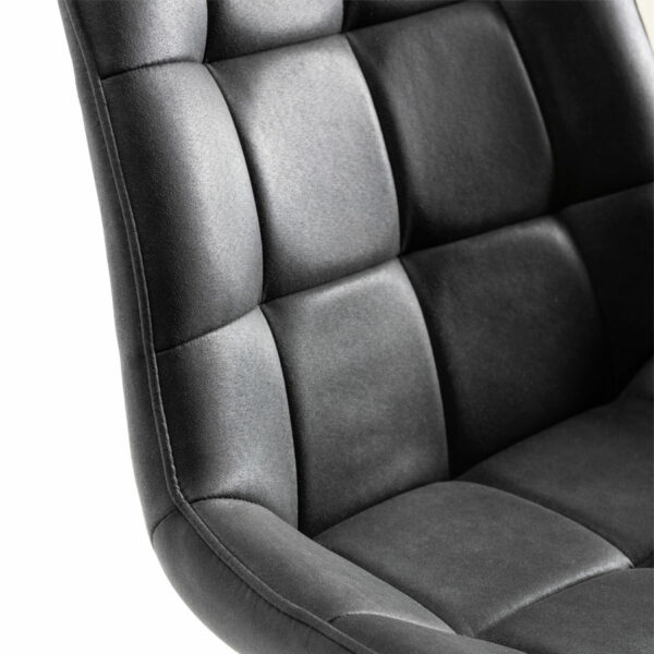 Seurat Pair of Dark Grey Faux Suede Fabric Chairs with Sand Black Powder Coated Legs