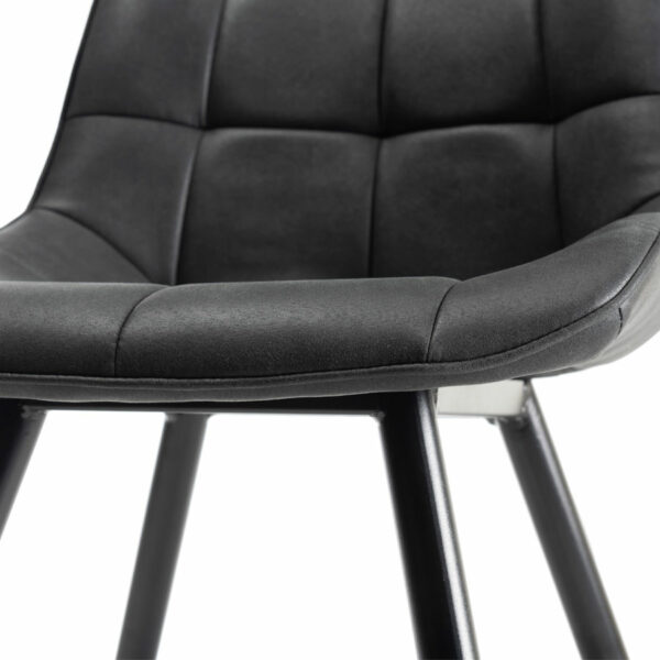 Seurat Pair of Dark Grey Faux Suede Fabric Chairs with Sand Black Powder Coated Legs