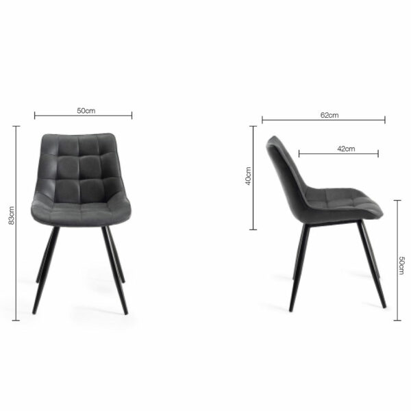 Seurat Pair of Dark Grey Faux Suede Fabric Chairs with Sand Black Powder Coated Legs