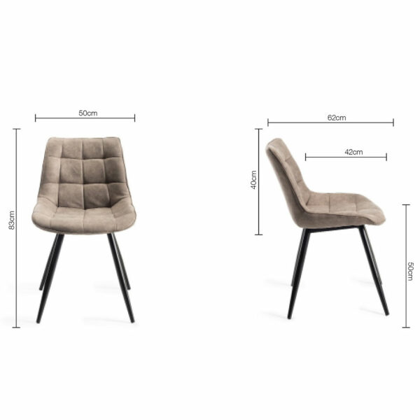 Seurat Pair of Tan Faux Suede Fabric Chairs with Sand Black Powder Coated Legs
