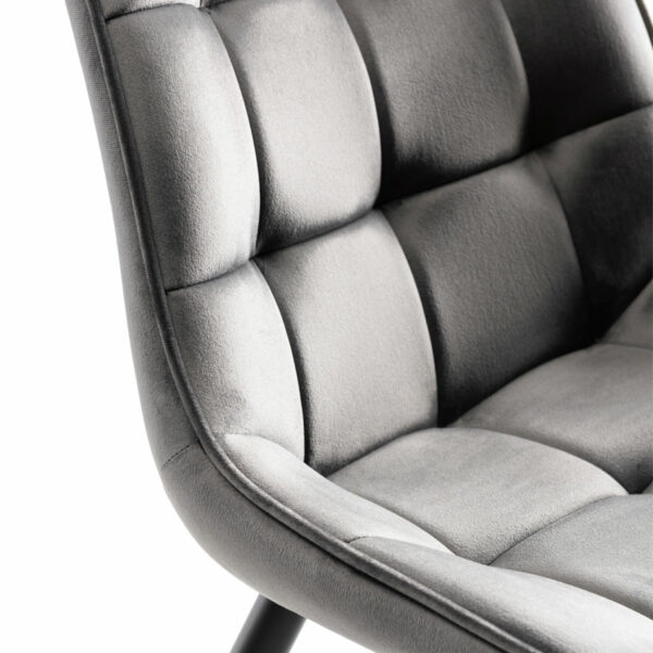 Seurat Pair of Grey Velvet Fabric Chairs with Sand Black Powder Coated Legs