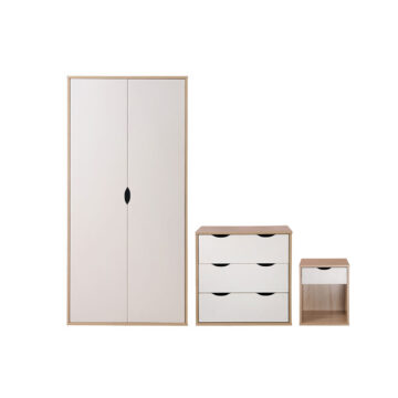 Trent White 3 Piece Bedroom Set | Oak Finish