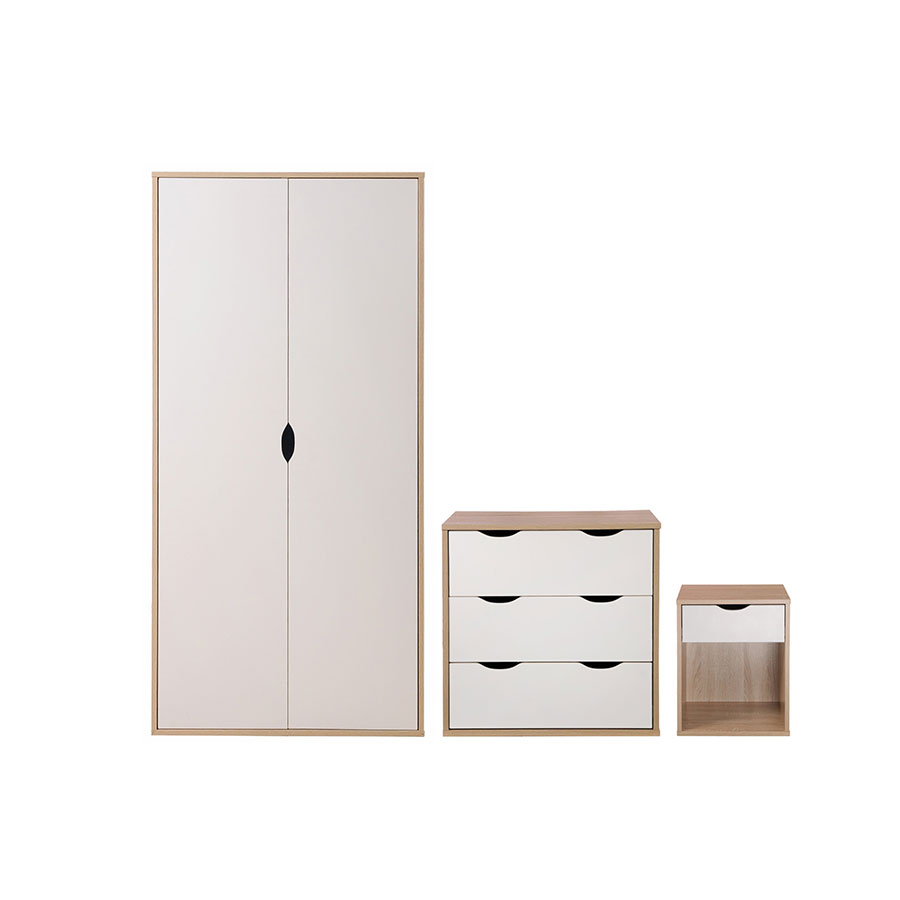 Trent White 3 Piece Bedroom Set | Oak Finish