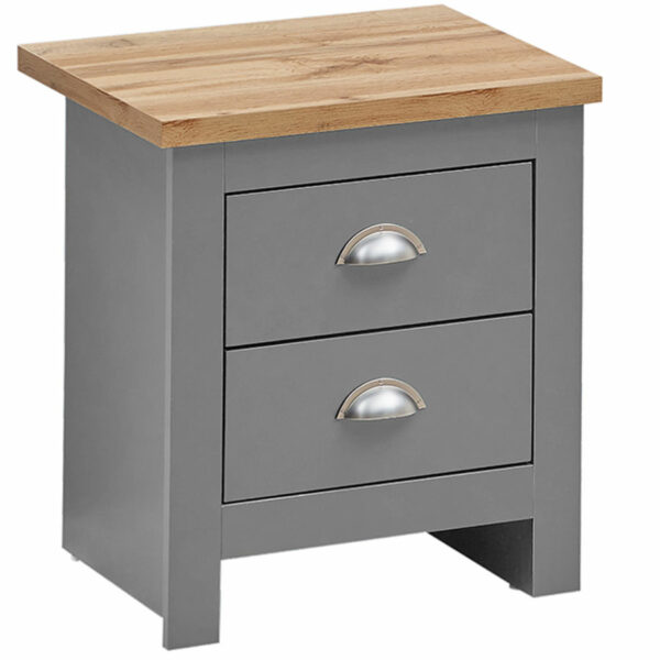 Leigh Grey Nightstand with 2 Drawers | Grey | Bedside Table | Self Assembly