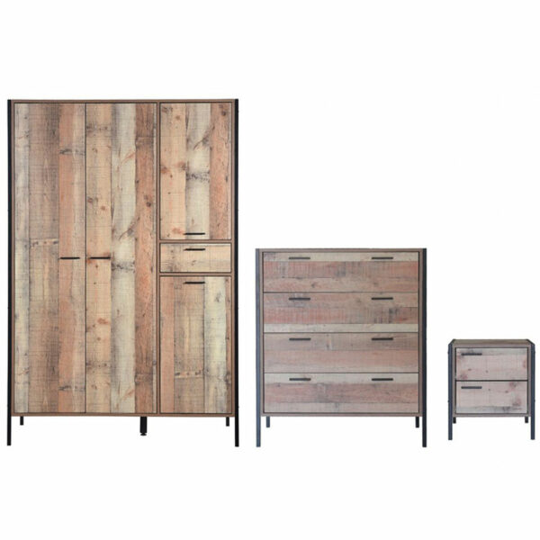 Trimdon 3 Piece Bedroom Set with Large Wardrobe | Self Assembly