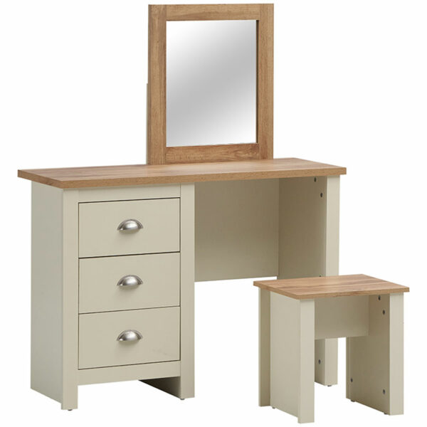 Leigh Cream 3 Drawer Dressing Table Set | Cream | Self Assembly