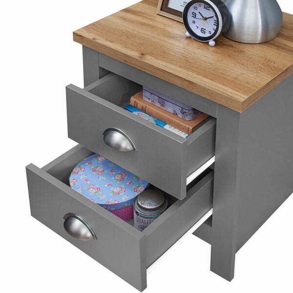 Leigh Grey Nightstand with 2 Drawers | Grey | Bedside Table | Self Assembly