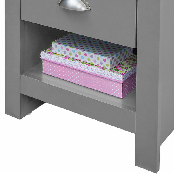Leigh Grey Nightstand with 1 Drawer | Grey | Bedside Table | Self Assembly