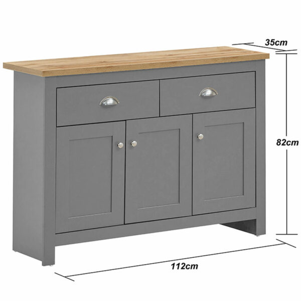 Leigh Grey Sideboard with 3 Doors & 2 Drawers | Grey | Self Assembly