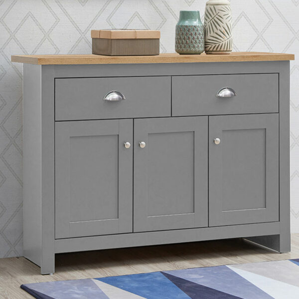 Leigh Grey Sideboard with 3 Doors & 2 Drawers | Grey | Self Assembly