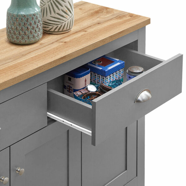 Leigh Grey Sideboard with 3 Doors & 2 Drawers | Grey | Self Assembly